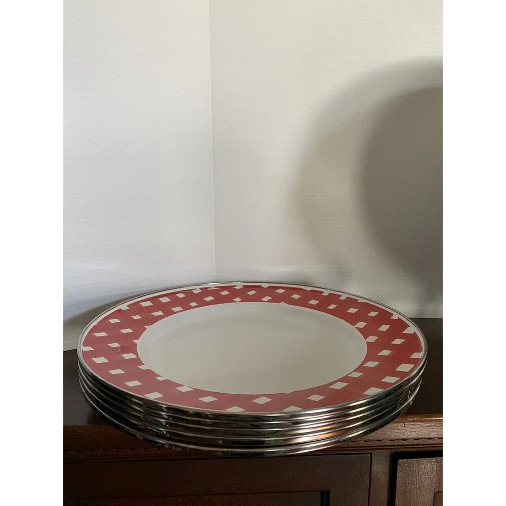 Set of 6 Pottery Barn Red White Gingham 12